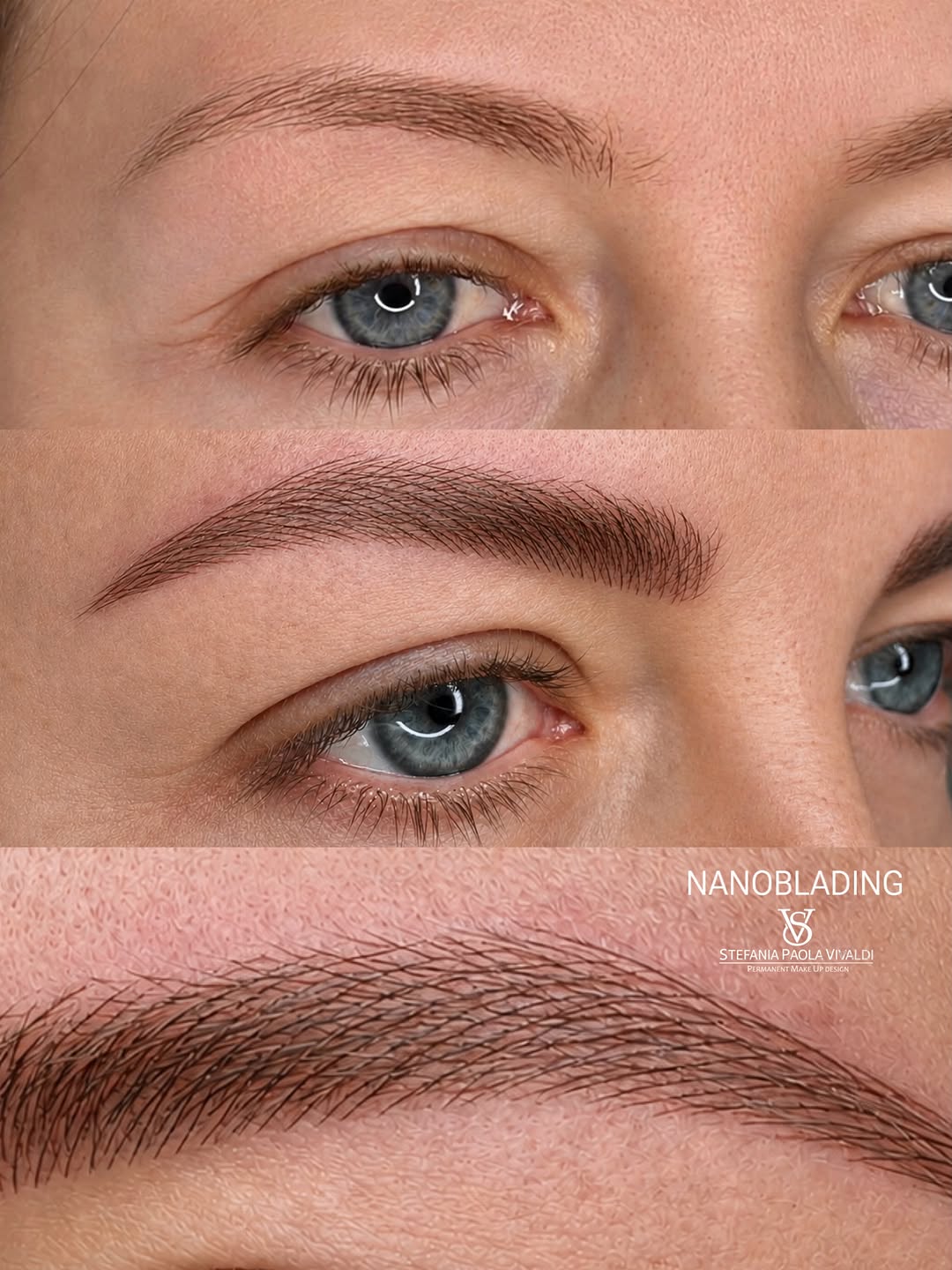 Confronto nanoblading sopracciglia prima e dopo